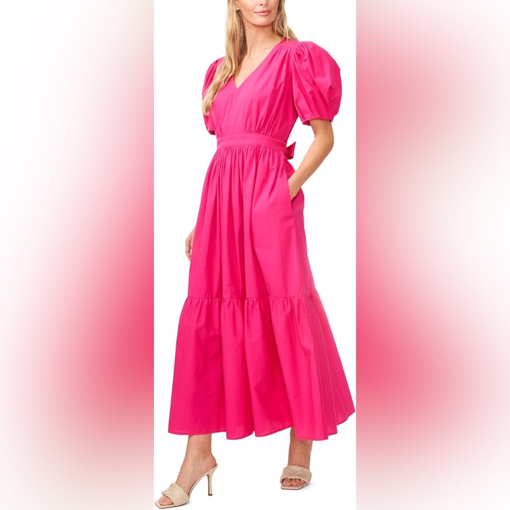 NWT CeCe Garden Romance Pink Belted Dress Size XL